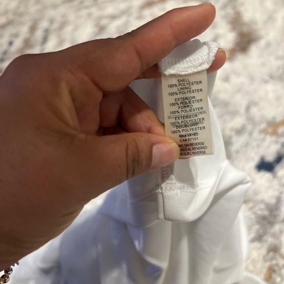 Karl Lagerfeld White Babydoll Mini Dress with Flutter Sleeves - Picture 6 of 9